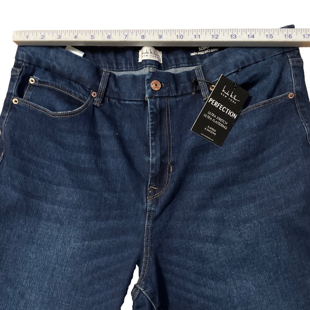 Nicole Miller New York Soho High Rise Kick Boot Jeans Indigo Perfection NWT - Picture 5 of 11